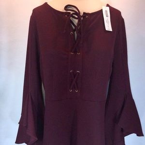 Chico's Lace Up Flare 3/4th Sleeve Top Size 0 New